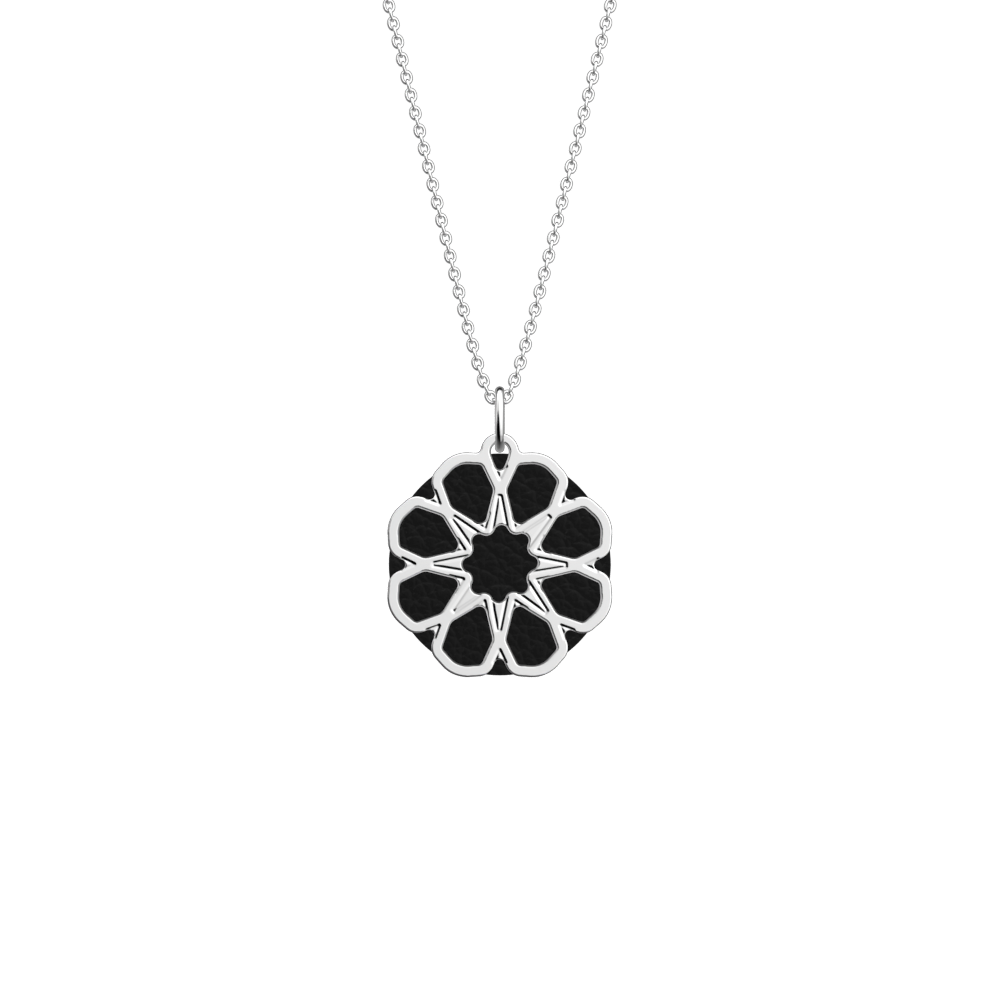 Collier Arabesque, cuir réversible Paillettes Orientales / Khôl Noir image number 2