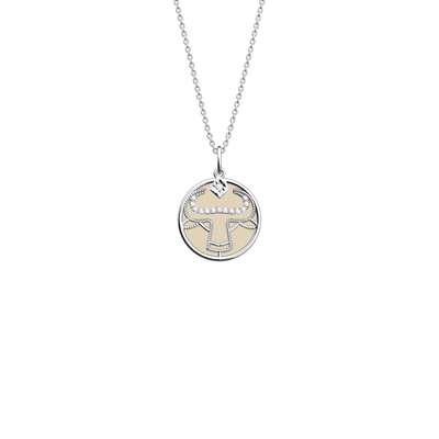 Taurus necklace, Cream / Gold Glitter reversible insert taurus-necklace-cream-gold-glitter-reversible-insert-pack_collier_zodiaque
