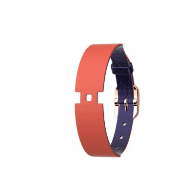 Coral / Navy Blue Single Wrap Leather strap,  Rose gold finish buckle coral-navy-blue-single-wrap-leather-strap-rose-gold-finish-buckle-le_simple_tour