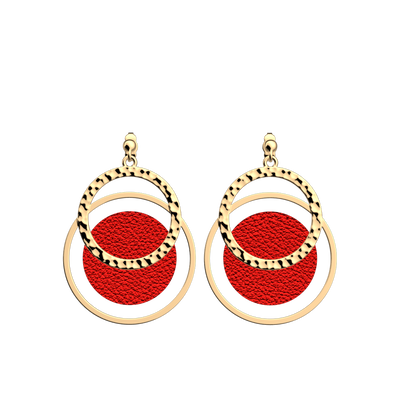 Boucles d'oreilles Pure Martelée, cuirs réversibles Glamour / Rouge Passion boucles-d-oreilles-pure-martelee-cuirs-reversibles-glamour-rouge-passion-pack_bo_pendantes