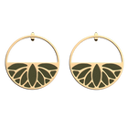 Boucle d'oreilles Lotus, Finition dorée, Bronze Paillettes / Vert de Gris image number 2