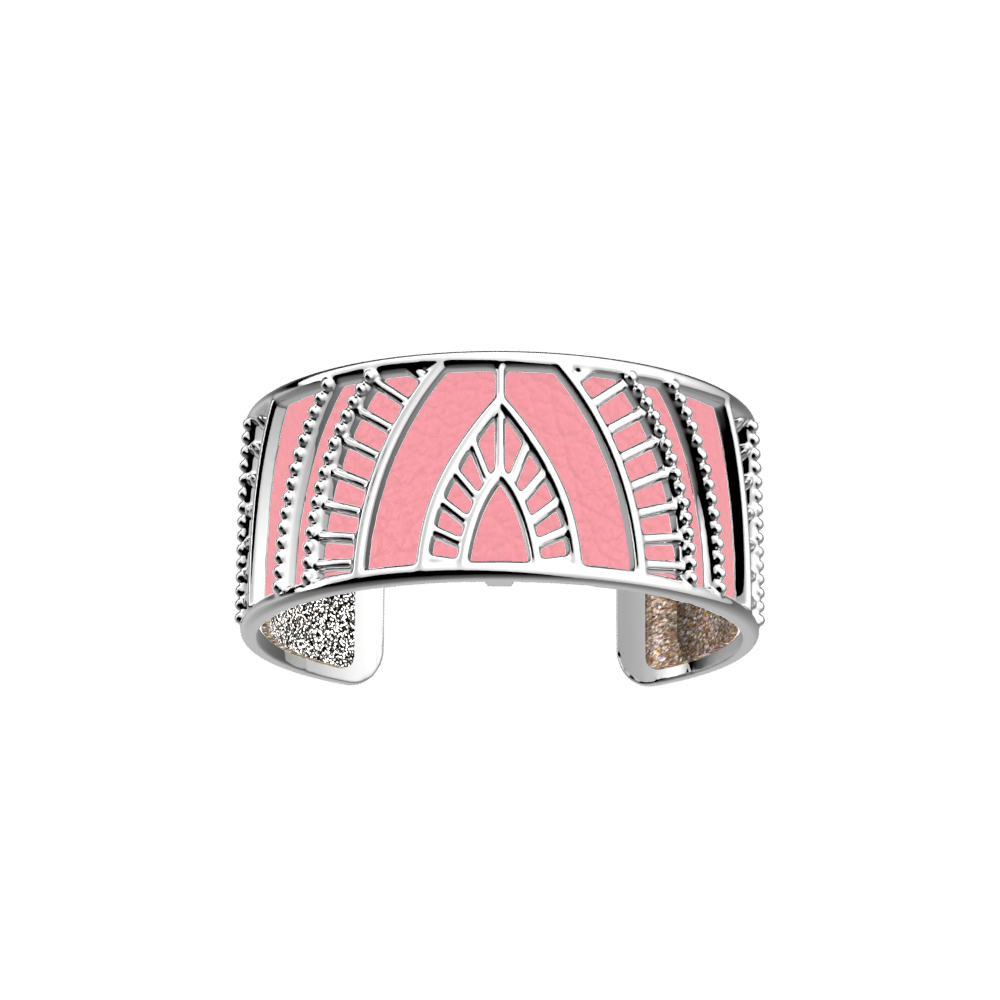 manchette-25-Divine-argentée-cuir-rose-grainé