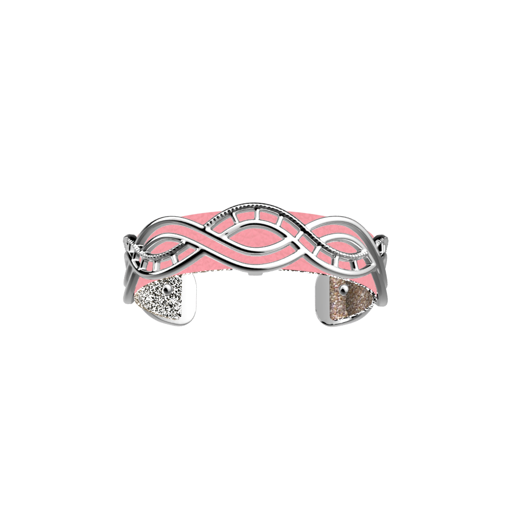 manchette-14-Divine-argentée-cuir-rose-grainé