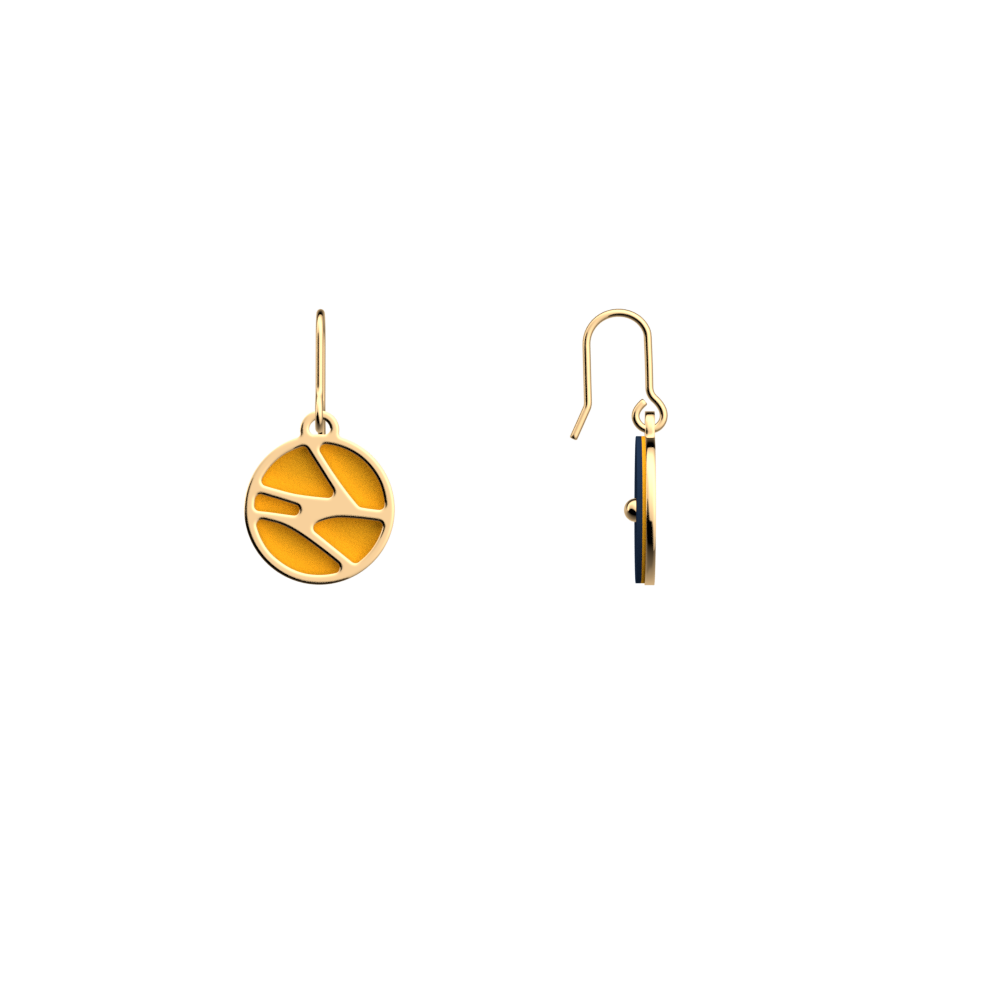 Écorces Sleeper Earrings, Gold finish, Sun / Navy Blue image number 3
