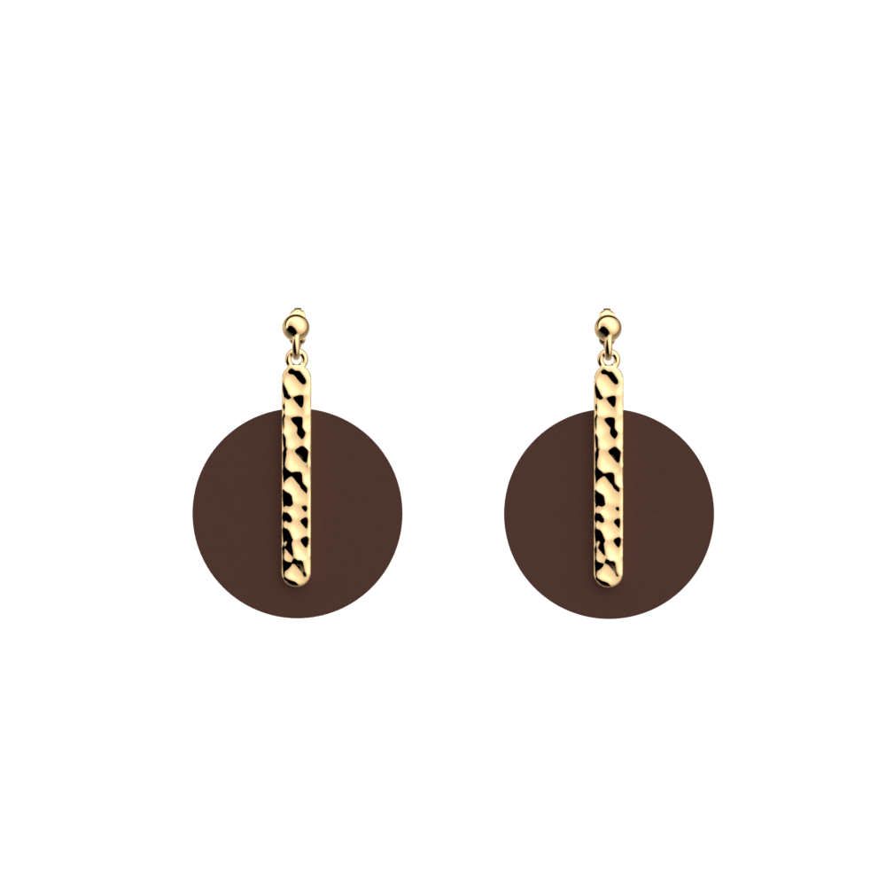 Boucles d'oreilles Martelle, Finition dorée, Reptile Graphique / Chocolat image number 3