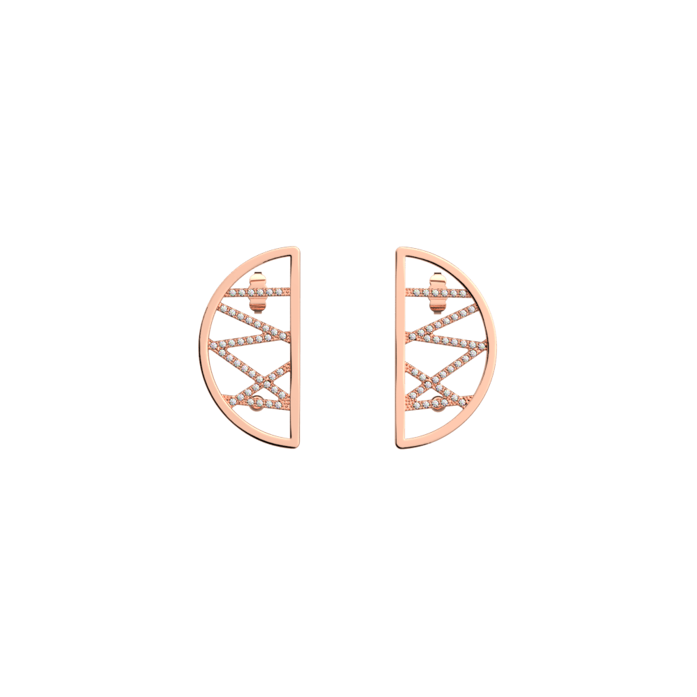 Boucles d'oreilles Liens, Demi-lunes 30 mm, Finition dorée rose image number 1