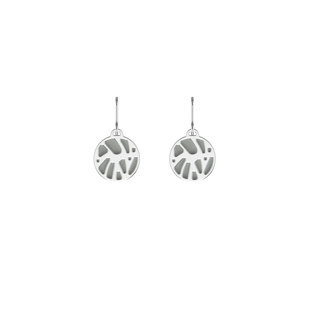 Perroquet Sleeper Earrings, Silver finish, Indigo / Eggshell image number 2