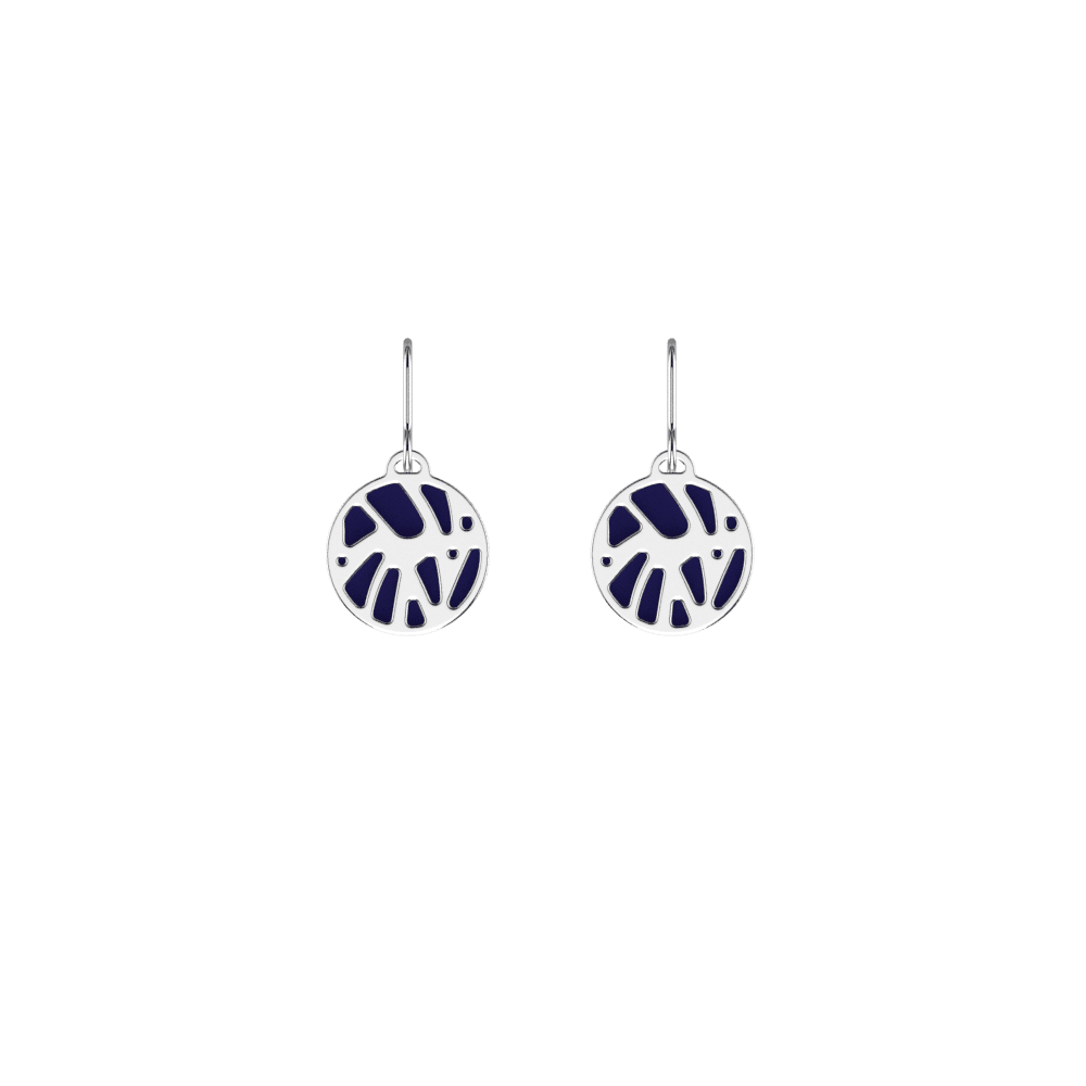 Perroquet Sleeper Earrings, Silver finish, Indigo / Eggshell image number 1