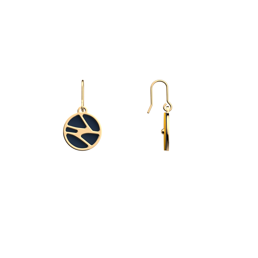 Écorces Sleeper Earrings, Gold finish, Sun / Navy Blue image number 4