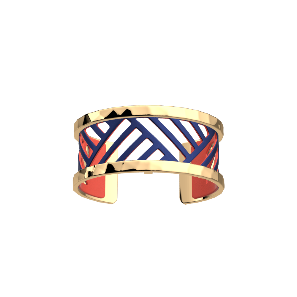 Pure Martelée Bracelet, Gold finish, Ruban Coral / Metallic Navy Blue image number 2