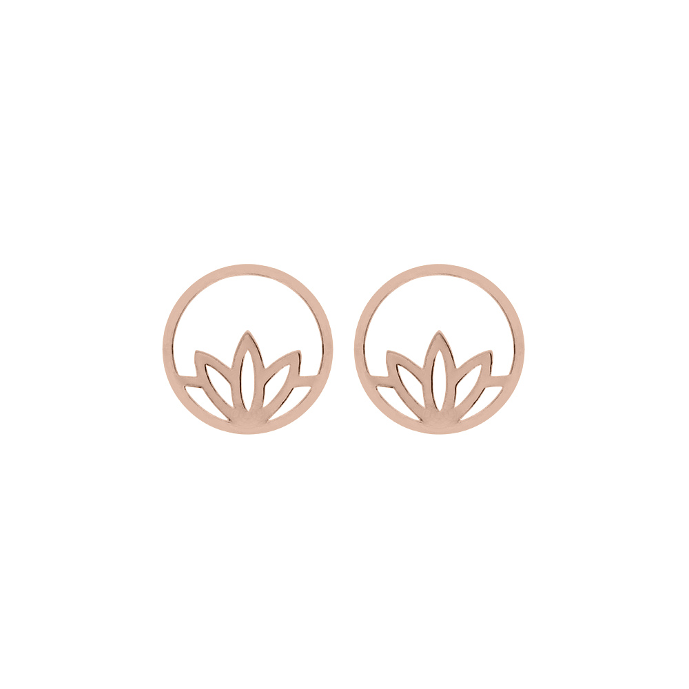 Boucles d'oreilles Lotus, finition Dorée rose image number 1