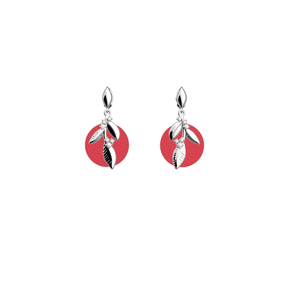Boucles d'oreilles Oliveraie, Finition argentée, Hibiscus / Mistral image number 1