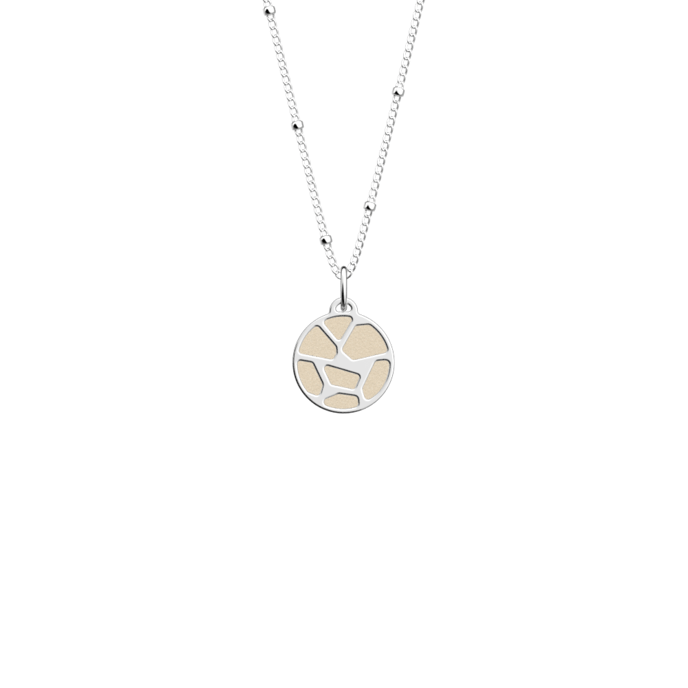 Collier Girafe, Finition argentée, Créme / Paillettes Dorées image number 1