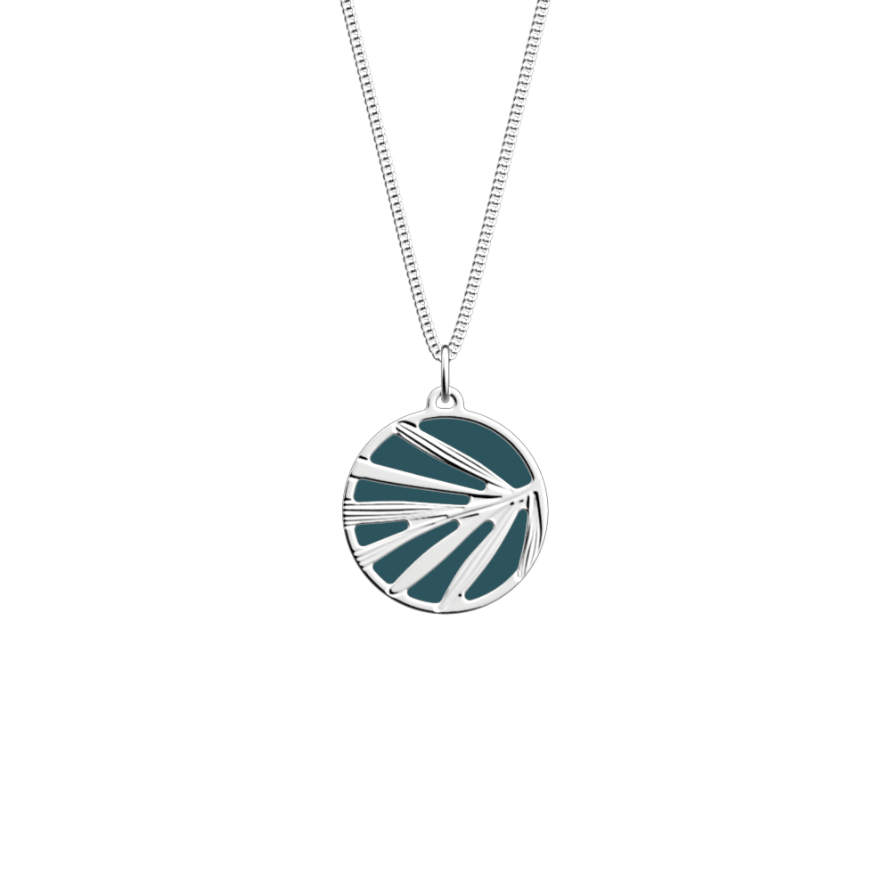 Collier Croisette, Finition argentée, Bleu Pétrole / Framboise image number 1