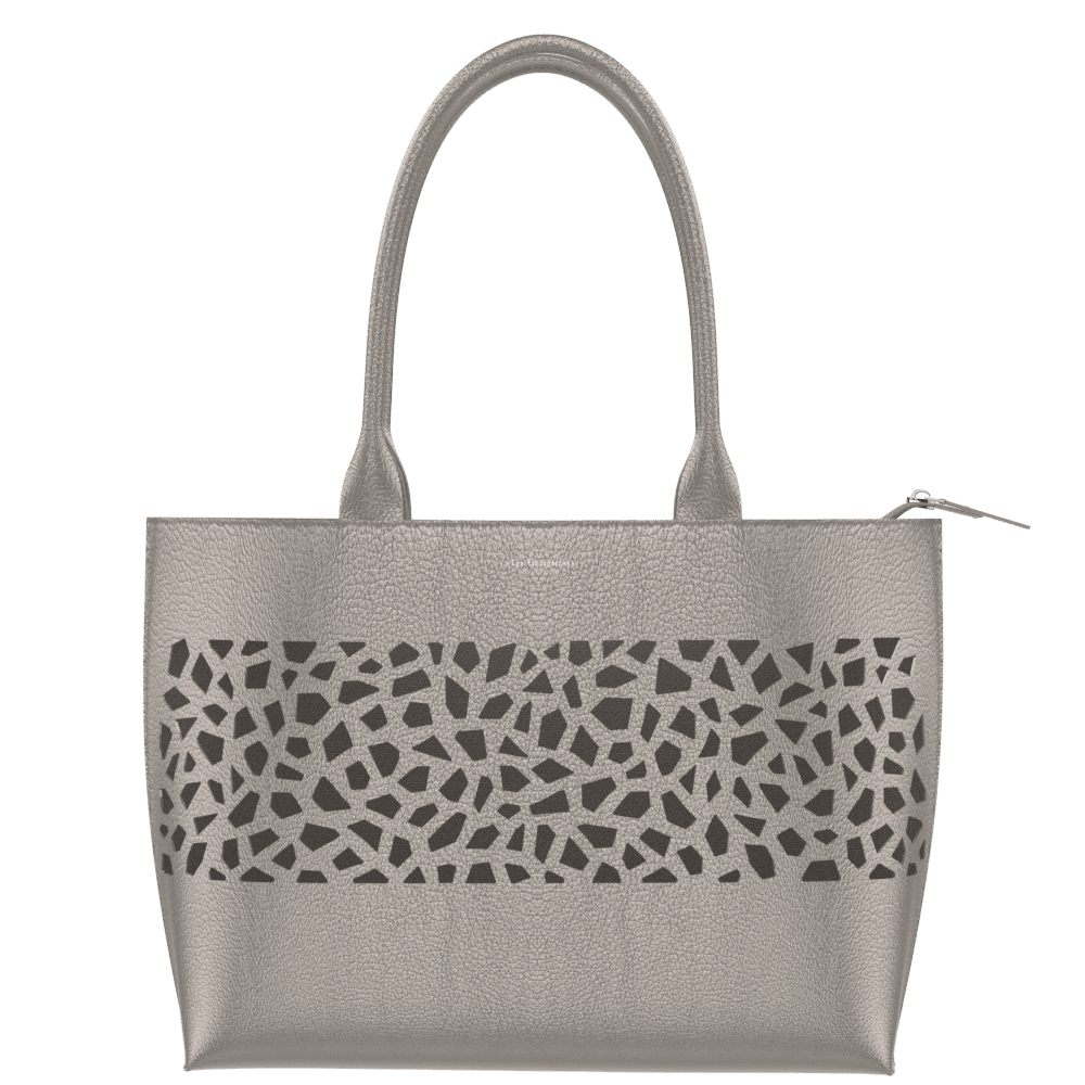 Bag Le Cabas Zippé, Metallic Grey, Girafe pattern image number 1