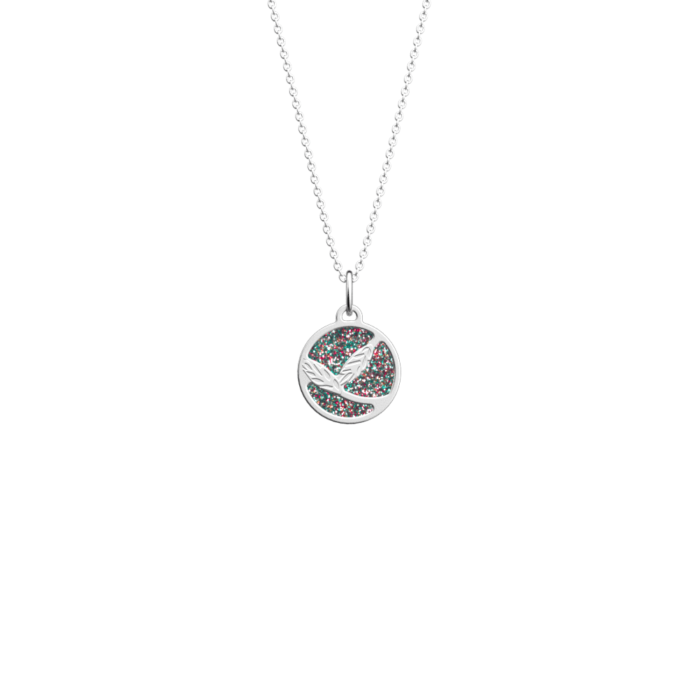 Collier Épis de Blé, Finition argentée, Framboise Soft / Paillettes Multicolores image number 2