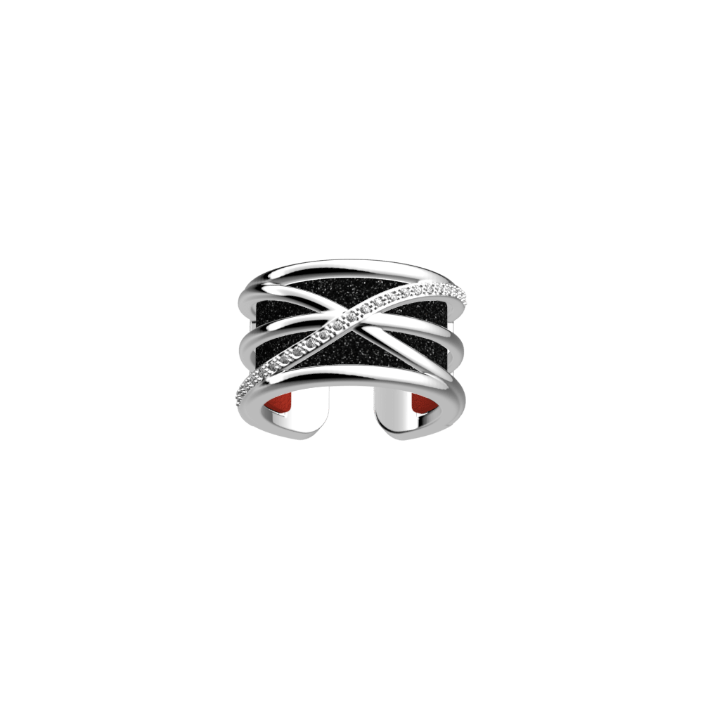 Louxor Ring, Silver finish, Black Glitter / Red image number 1