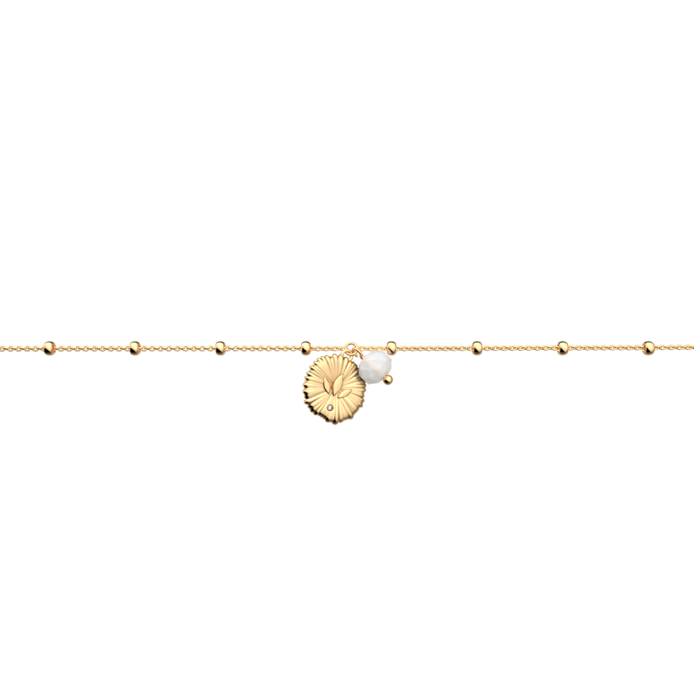 Bracelet chaîne Summer Lotus Perles Nude, Finition Dorée image number 1