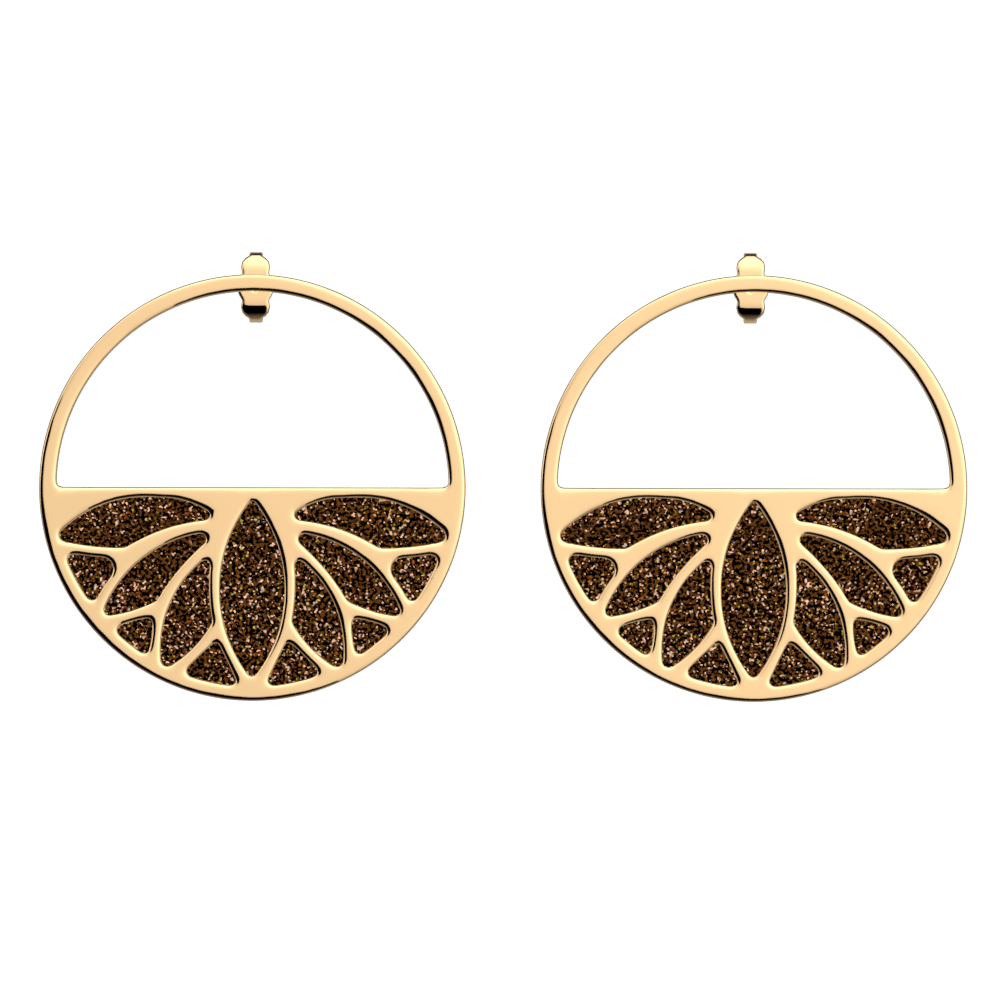 Boucle d'oreilles Lotus, Finition dorée, Bronze Paillettes / Vert de Gris image number 1