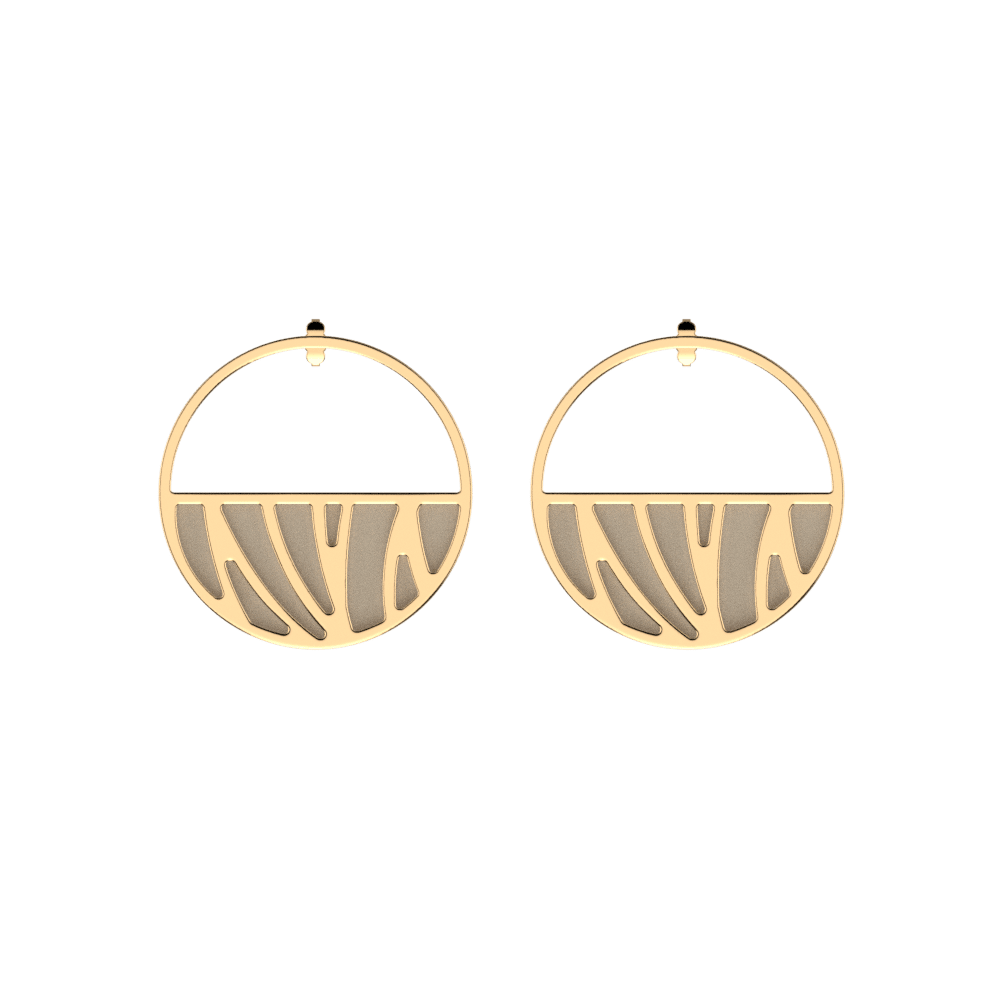 Perroquet Hoop Earrings, Gold finish, Cream / Gold Glitter image number 2