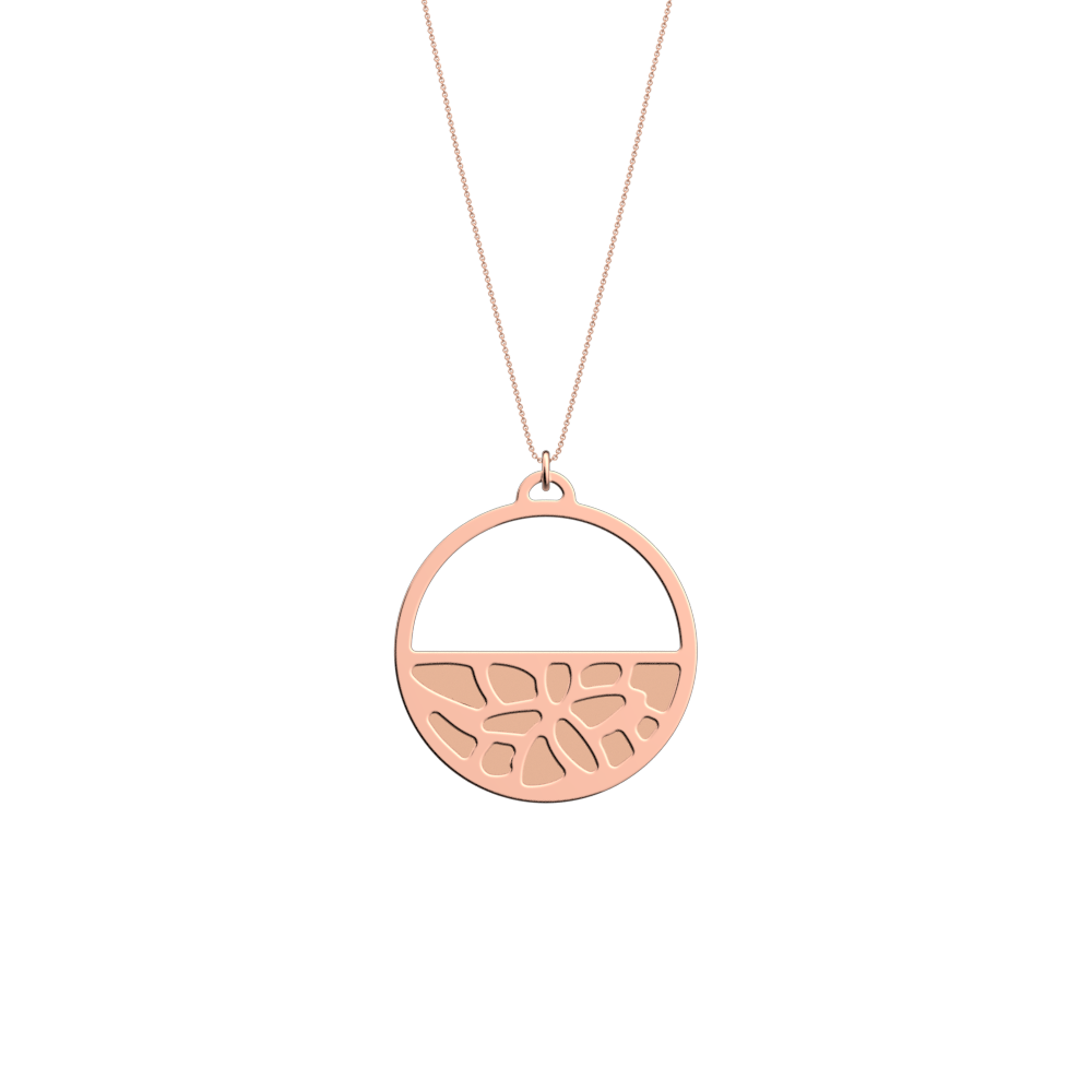 Nenuphar Necklace, Rose gold finish, Blue Crackle / Pink Metal image number 2