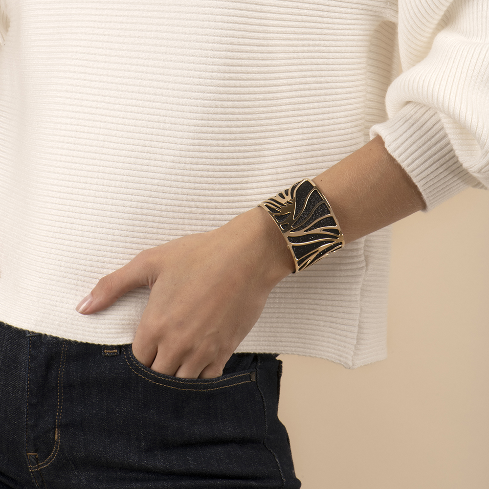 Brazalete Girafe, dorado, Azul Denim / Cañón