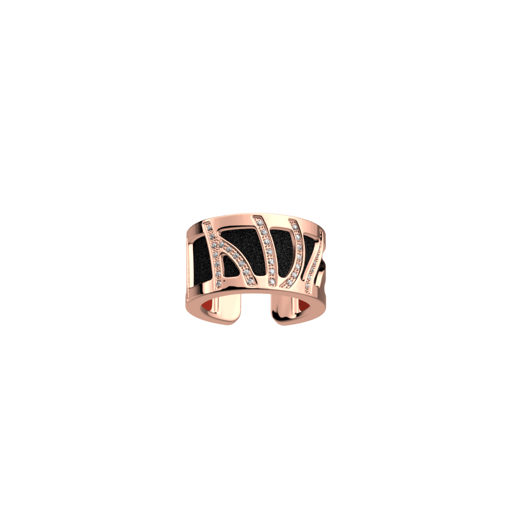 Perroquet Ring, Rose Gold finish, Black Glitter / Red image number 1