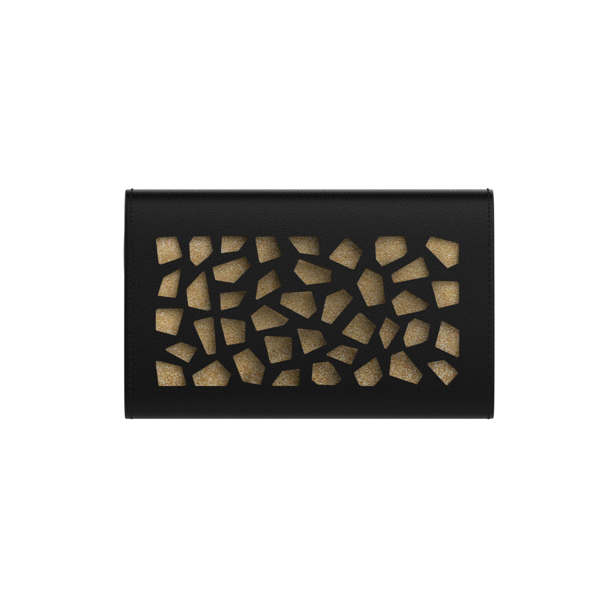Portefeuille Dentelle Le Compact Noir, Motif Girafe - Doublure Paillettes dorée image number 1