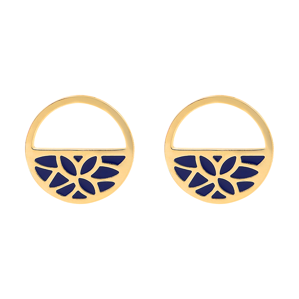 Nenuphar Laque Earrings, Gold finish image number 1