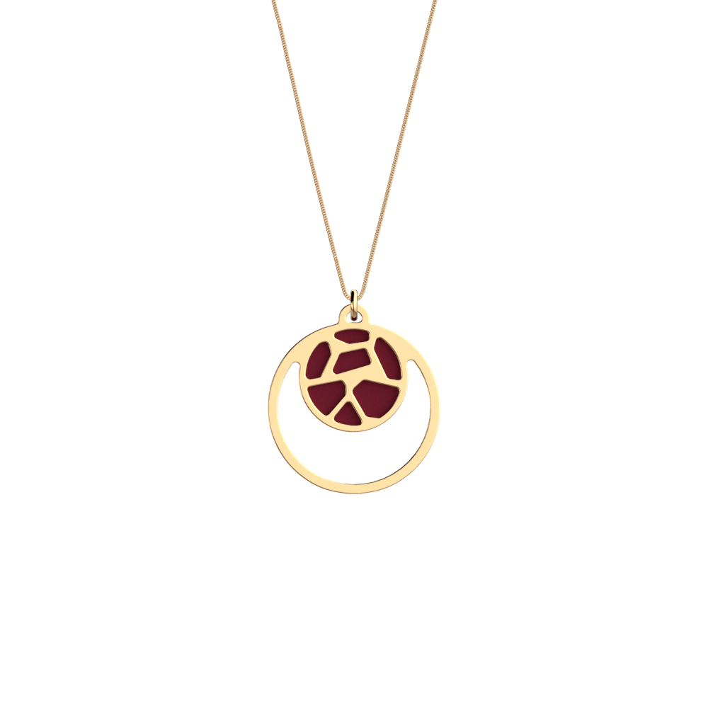 Girafe Necklace, Gold finish, Patent Soft Raspberry / Multicoloured Glitter image number 1