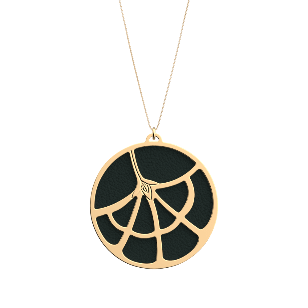 Fleurs Du Nil Necklace, Gold finish, Copper / Dark Green image number 2
