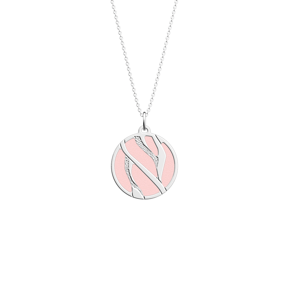 Collier Tigre, Finition argentée, Rose Clair / Gris Clair image number 1