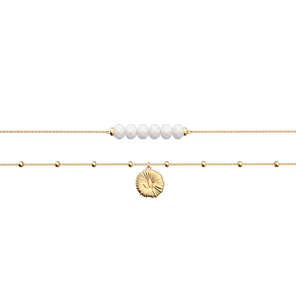Summer Lotus Doppelreihiges Kettenarmband Perlen Nude, Gold Ausführung image number 1