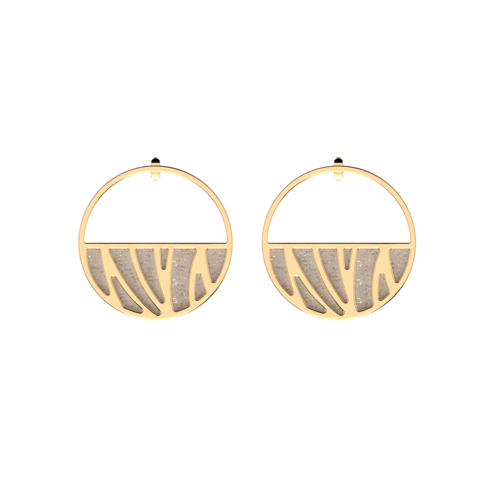 Perroquet Hoop Earrings, Gold finish, Cream / Gold Glitter image number 1