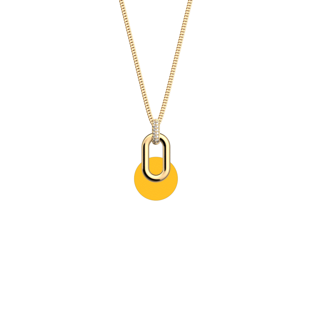 Chaîne Necklace, Gold Finish, Sun / Navy Blue image number 1