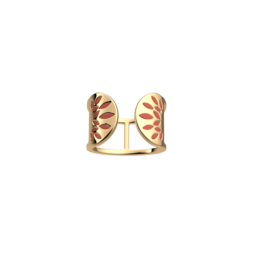 Terracotta Lotus Laque Ring, Gold finish image number 1