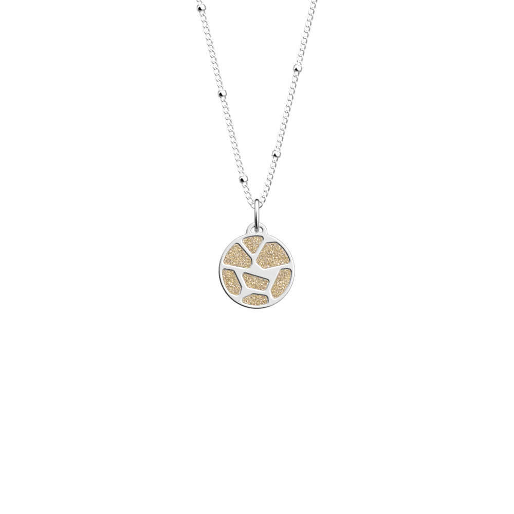 Collier Girafe, Finition argentée, Créme / Paillettes Dorées image number 2