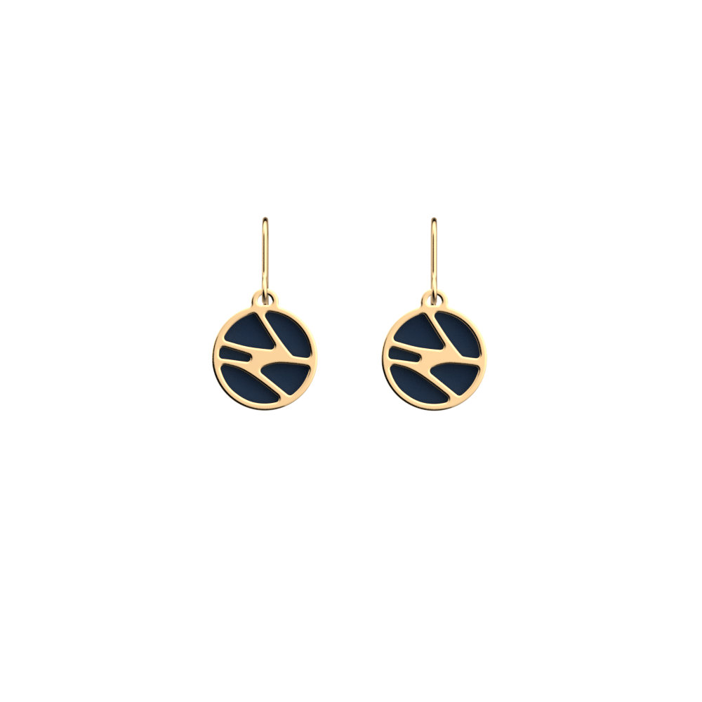 Écorces Sleeper Earrings, Gold finish, Sun / Navy Blue image number 2