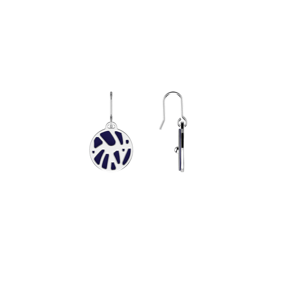 Perroquet Sleeper Earrings, Silver finish, Indigo / Eggshell image number 3