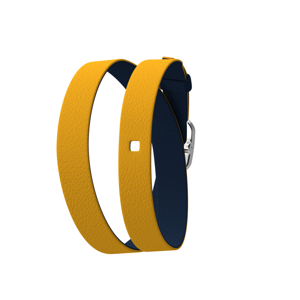 Sun / Navy Blue Wraparound leather strap,  Silver finish buckle image number 1