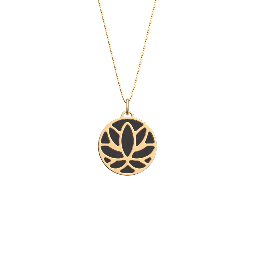 Lotus Necklace, Gold Finish, Starry Night / Bark Brown image number 2