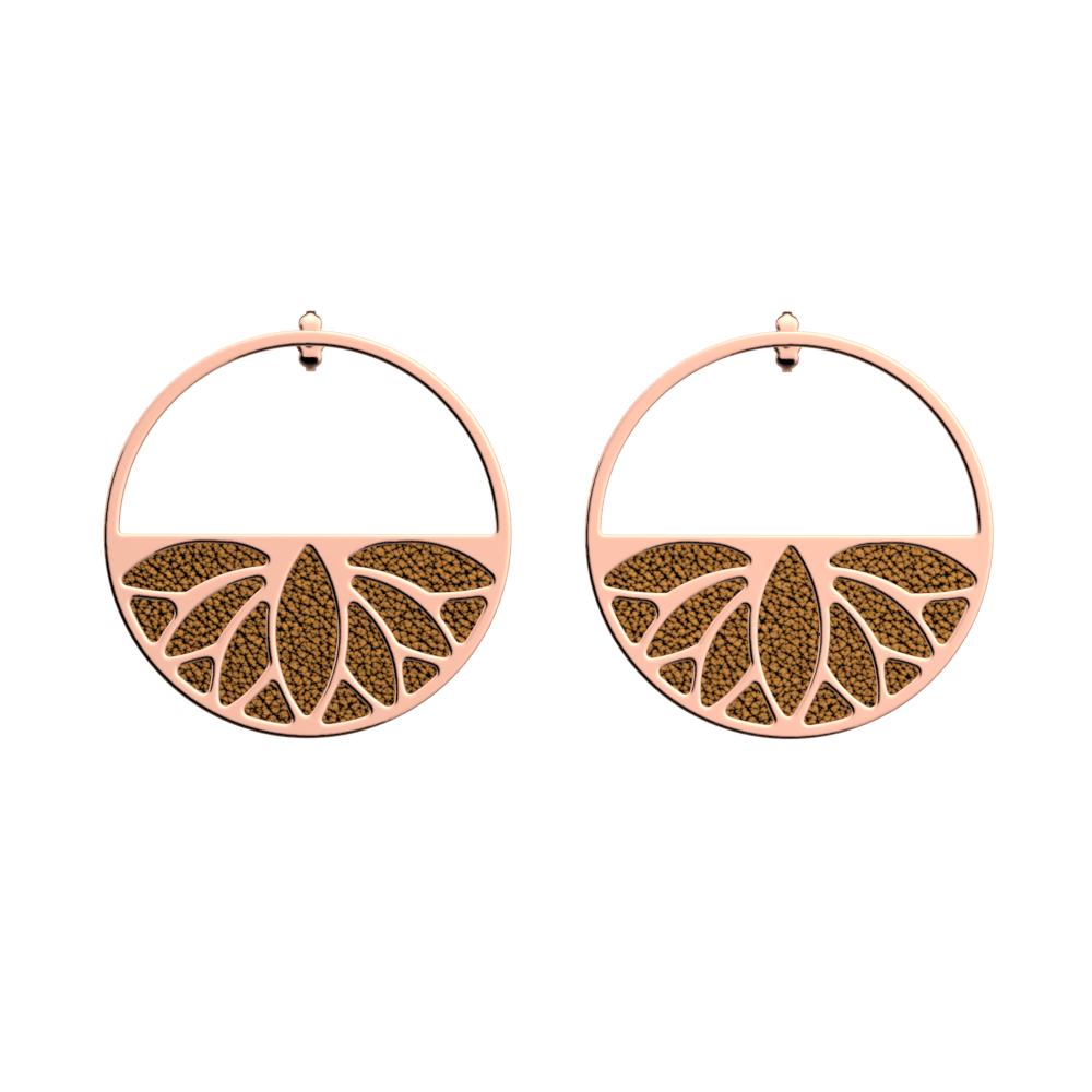 Lotus earrings, Rose gold finish, Copper / Dark Green image number 1