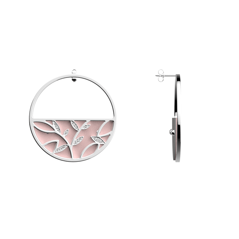Arbre de Vie Hoop Earrings, Silver finish, Light Pink / Light Grey image number 3