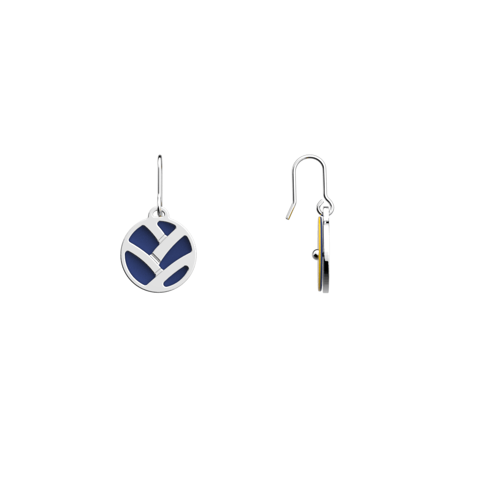 Boucles d'oreilles Dormeuses Tresse, Finition argentée, Sun / Marine image number 4