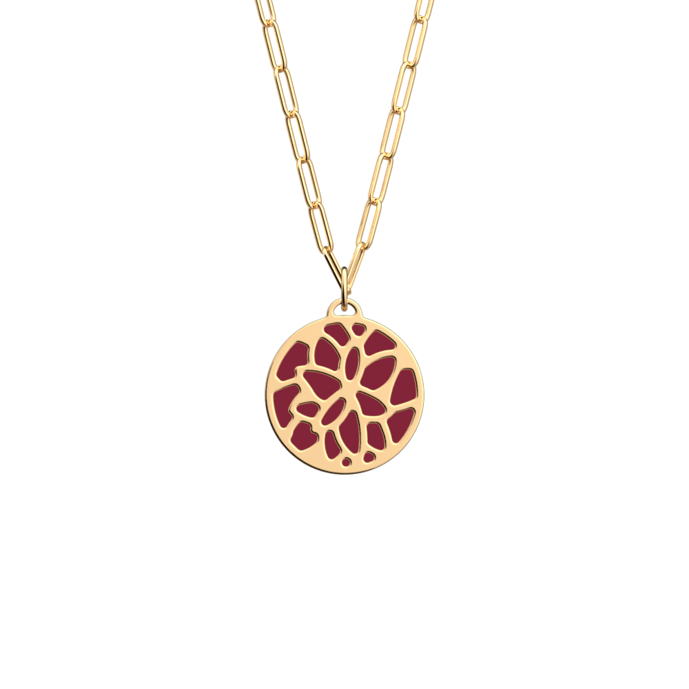Nenuphar Necklace, Gold Finish, Soft Raspberry / Multicolour Glitte image number 1