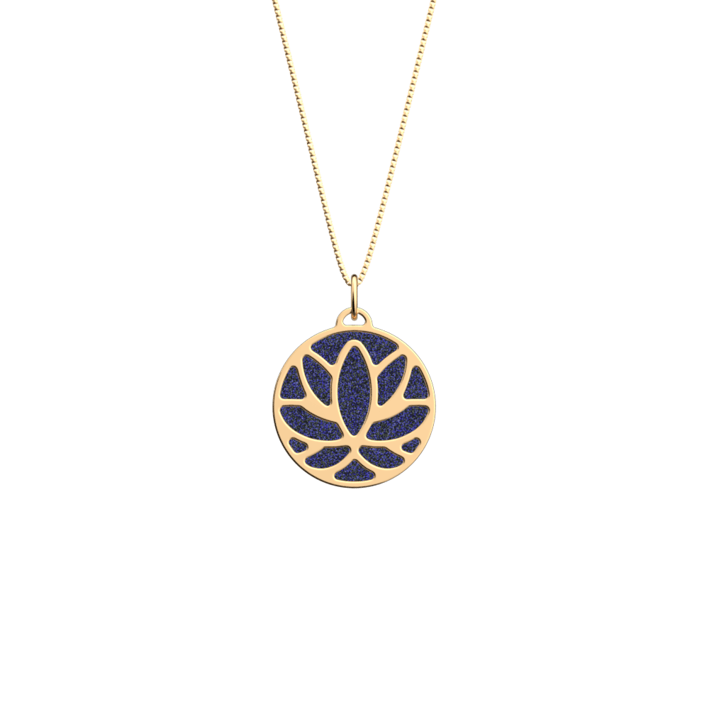 Lotus Necklace, Gold Finish, Starry Night / Bark Brown image number 1