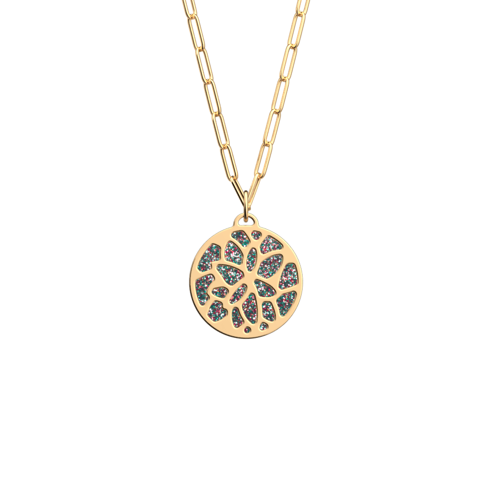 Nenuphar Necklace, Gold Finish, Soft Raspberry / Multicolour Glitte image number 2
