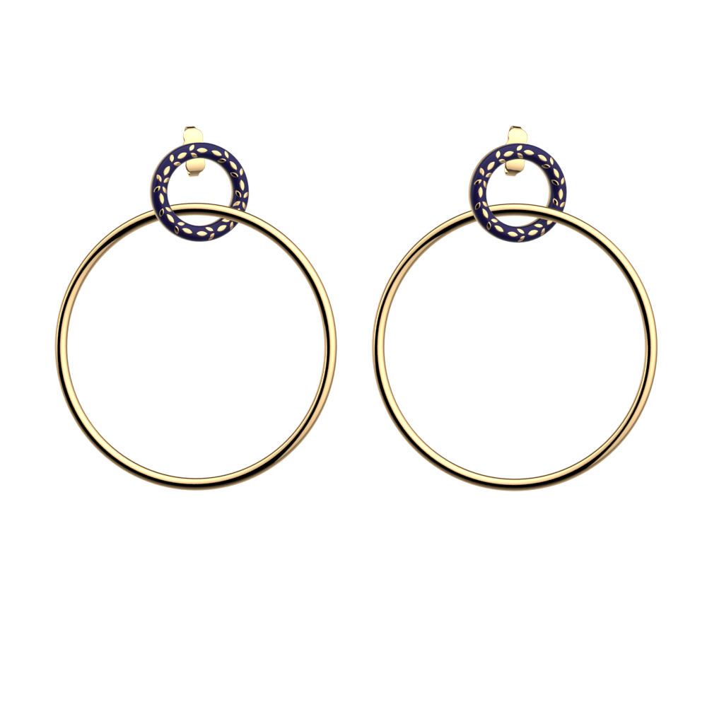 Navy Blue Poème Earrings, Gold finish image number 1