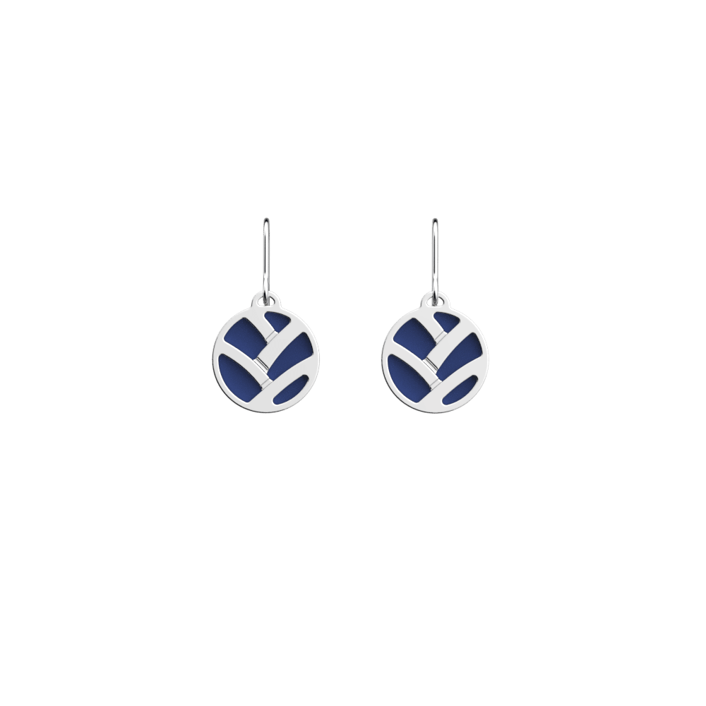 Boucles d'oreilles Dormeuses Tresse, Finition argentée, Sun / Marine image number 2