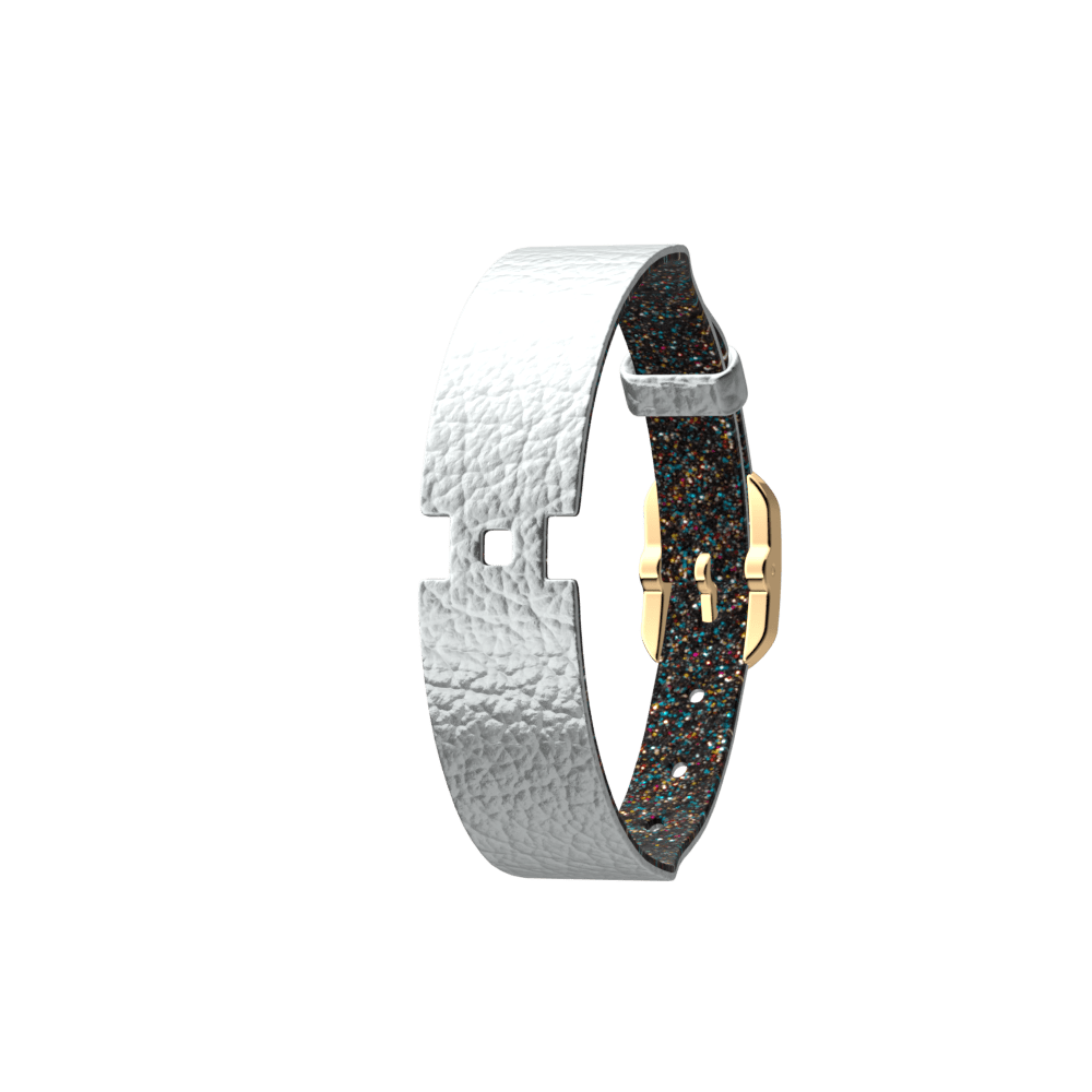 Bracelet Cuir Aluminium / Voie lactée, Boucle Dorée image number 1